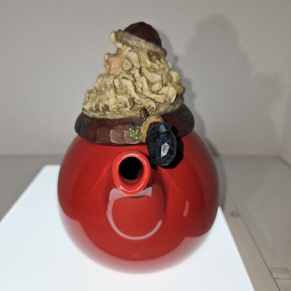 SANTA CLAUS Custom Christmas Teapot Springy Arms Holiday 8.5"x8" Red Ceramic - Picture 7 of 14